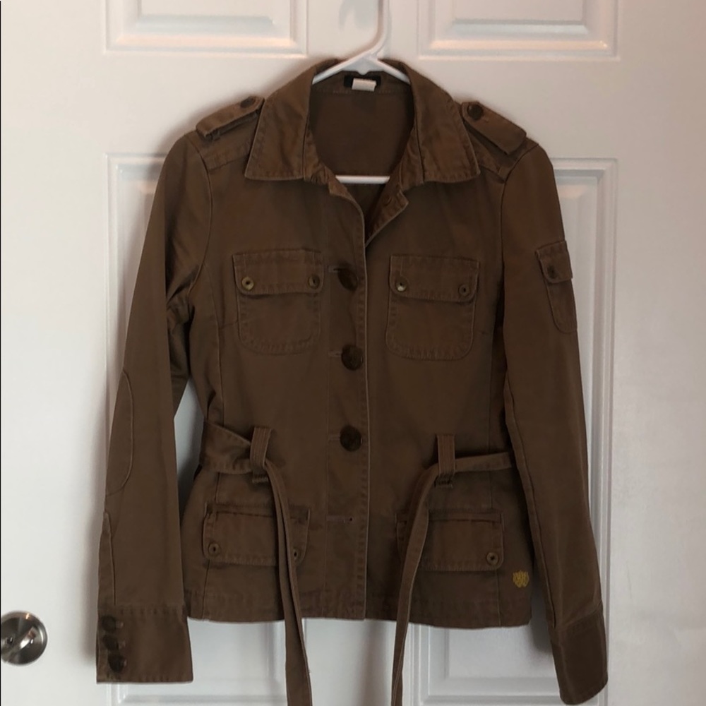 Brown Jcrew military lightweight jacket